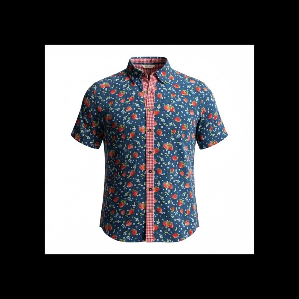 MATILDA JANE Unisex Medium Shirt Rayon Linen Strawberry Fun Party Cruise